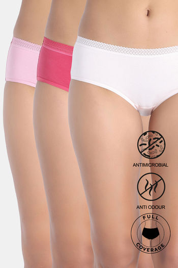 Buy Zivame Low Rise Full Coverage Hipster Panty (Pack of 3) - Multicolor